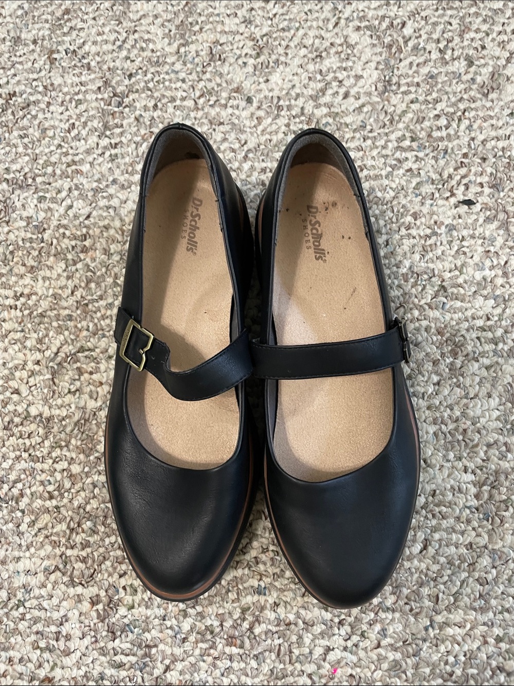 Dr. Scholl's Black Mary Jane Shoes with Gold Buckle